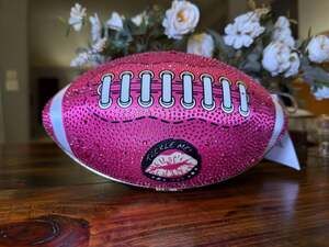 Betsey Johnson Kitsch End Zone Rhinestone Nice Tackle Me Pink Football Clutch Ba